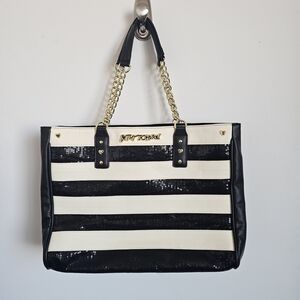 Betsey Johnson Black and White Sequin Shoulder Bag